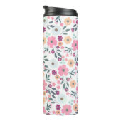 Rosa Blume Botanisches Weißes Design Thermosbecher (Nach rechts gedreht)