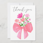 Rosa Blume Bouquet Foto Babydusche Dankeskarte (Vorderseite)