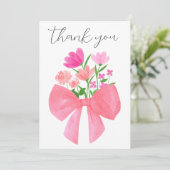 Rosa Blume Bouquet Foto Babydusche Dankeskarte (Stehend Vorderseite)