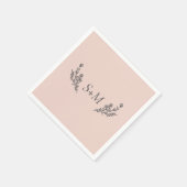 Rosa Blume Bouquet Leaf Monogram Wedding Serviette (Ecke)