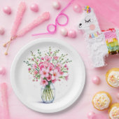 Rosa Blume Bouquet mit Babynahrung Pappteller (Party)