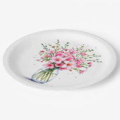 Rosa Blume Bouquet mit Babynahrung Pappteller (Schrägansicht)