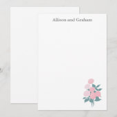 Rosa Blume Bouquet Zeichnend Personalisiert Mitteilungskarte (Vorne/Hinten)