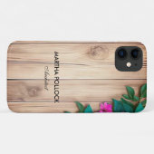 Rosa Blume, Braunholz Case-Mate iPhone Hülle (Rückseite (Horizontal))