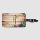 Rosa Blume, Braunholz Gepäckanhänger (Vorderseite (Horizontal))