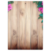 Rosa Blume, Braunholz Klemmbrett (Rückseite)