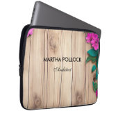 Rosa Blume, Braunholz Laptopschutzhülle (Vorne Rechts)