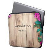 Rosa Blume, Braunholz Laptopschutzhülle (Vorderseite Links)