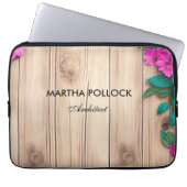 Rosa Blume, Braunholz Laptopschutzhülle (Vorderseite)