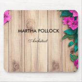 Rosa Blume, Braunholz Mousepad (Vorne)