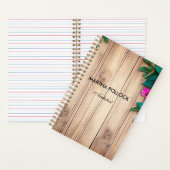 Rosa Blume, Braunholz Notizblock (Innen)