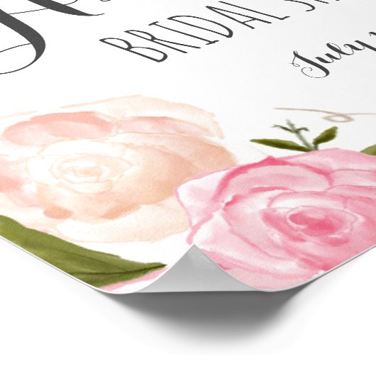 Rosa Blume Brautparty Begrüßungszeichen Poster (Ecke)