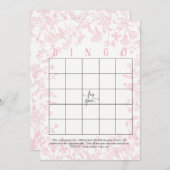 Rosa Blume Brautparty Bingo Cards Einladung (Vorne/Hinten)