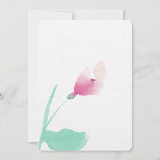 Rosa Blume Brautparty Einladung (Rückseite)