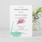 Rosa Blume Brautparty Einladung (Stehend Vorderseite)