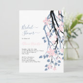 Rosa Blume Brautparty Einladung (Stehend Vorderseite)