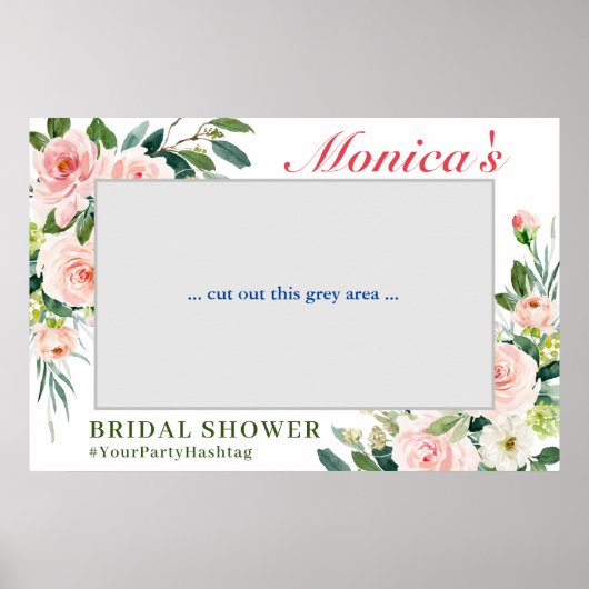 Rosa Blume Brautparty Foto Rahmen Poster (Vorne)