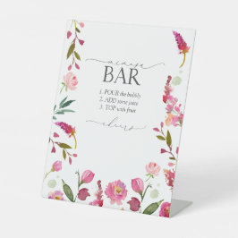 Rosa Blume Brautparty Mimosa Bar Sockelschild