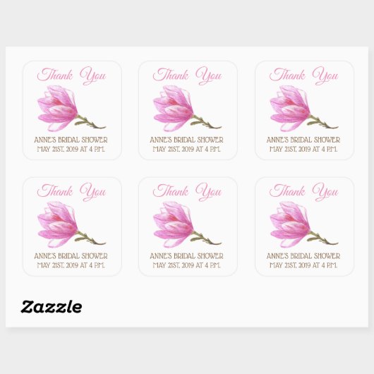 Rosa Blume Brautparty Square Sticker (Blatt)