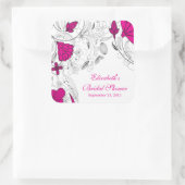 Rosa Blume Brautparty Stickerei Quadratischer Aufkleber (Tasche)