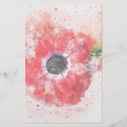 Rosa Blume Briefpapier (Vorderseite)