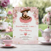 Rosa Blume Brown Girl Presentación De Tres Años Einladung