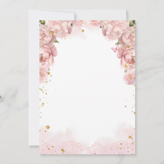 Rosa Blume Brown Girl Presentación De Tres Años Einladung (Rückseite)