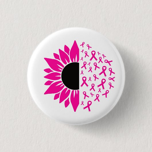 Rosa Blume Brustkrebs Bewusstsein Button (Vorderseite)