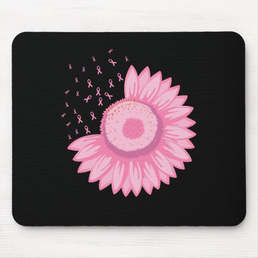 Rosa Blume Brustkrebs Bewusstsein Mousepad (Vorne)
