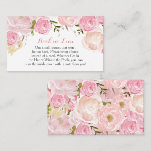 Rosa Blume Buch in Lieu, bringen Sie ein Buch Begleitkarte (Vorne/Hinten)