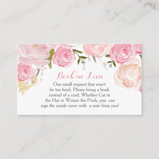 Rosa Blume Buch in Lieu, bringen Sie ein Buch Begleitkarte (Vorderseite)