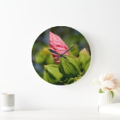 Rosa Blume Bud Foto Rund (große) Wall Clock Große Wanduhr (Zuhause)