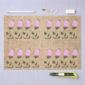 Rosa Blume Buds auf Burlap-Tissue Paper Seidenpapier (Handwerk)
