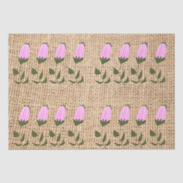 Rosa Blume Buds auf Burlap-Tissue Paper Seidenpapier