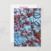 Rosa Blume Buds auf einem Baum Einladung (Vorne/Hinten)