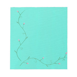 Rosa Blume Bug on a Vine Aqua Note Pads Notizblock
