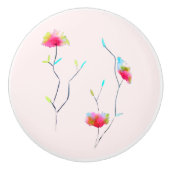 Rosa Blume buntes Blumendesign Keramikknauf (Vorderseite)