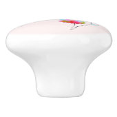 Rosa Blume buntes Blumendesign Keramikknauf (Seitenansicht)