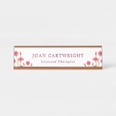 Rosa Blume Burgund Text Schreibtischnamensplakette (Vorderseite )