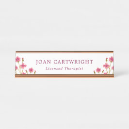 Rosa Blume Burgund Text Schreibtischnamensplakette