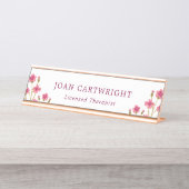 Rosa Blume Burgund Text Schreibtischnamensplakette (Vorderseite )