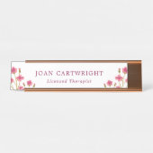 Rosa Blume Burgund Text Schreibtischnamensplakette (Vorderseite )