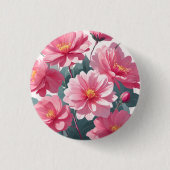Rosa Blume Button (Vorderseite)