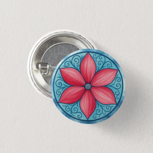 Rosa Blume Button (Vorne & Hinten)