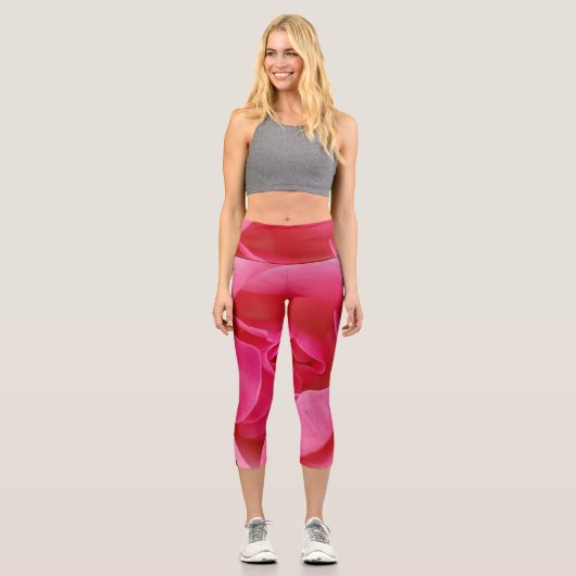 Rosa Blume Capri Leggings (Vorderseite)