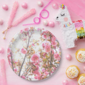 Rosa Blume Cherry Blossom Blumenmuster Hübsch Pappteller (Party)