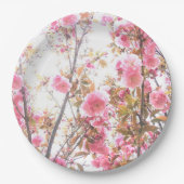 Rosa Blume Cherry Blossom Blumenmuster Hübsch Pappteller (Vorderseite)