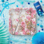 Rosa Blume Cherry Blossom Blumenmuster Niedlich Pappteller (Party)