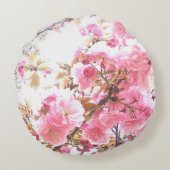 Rosa Blume Cherry Blossom Blumenmuster Sakura Rundes Kissen (Rückseite)