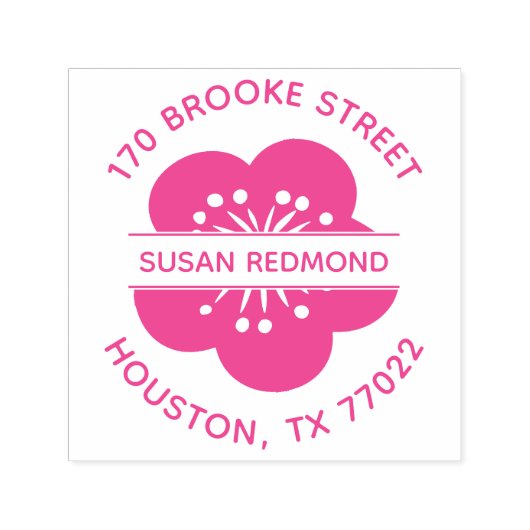 Rosa Blume Cherry Rücksendeadresse Permastempel (Design)